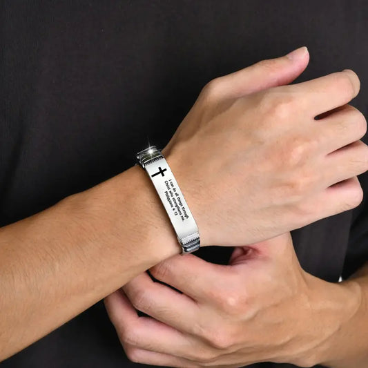 Stainless Steel Bible Prayer Cross Cuff Bangle Bracelet For Men Women