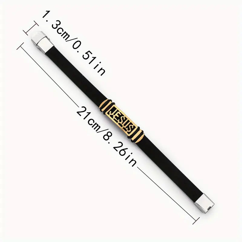 “JESUS” Faith Bracelet Silicone  Stainless Steel Gold Black